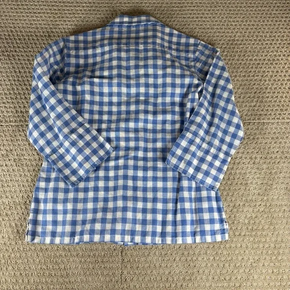Talbots Women's Pure Irish Linen Shirt Blend Blue White Check 3/4 Sleeve‎ Sz P - Picture 9 of 9